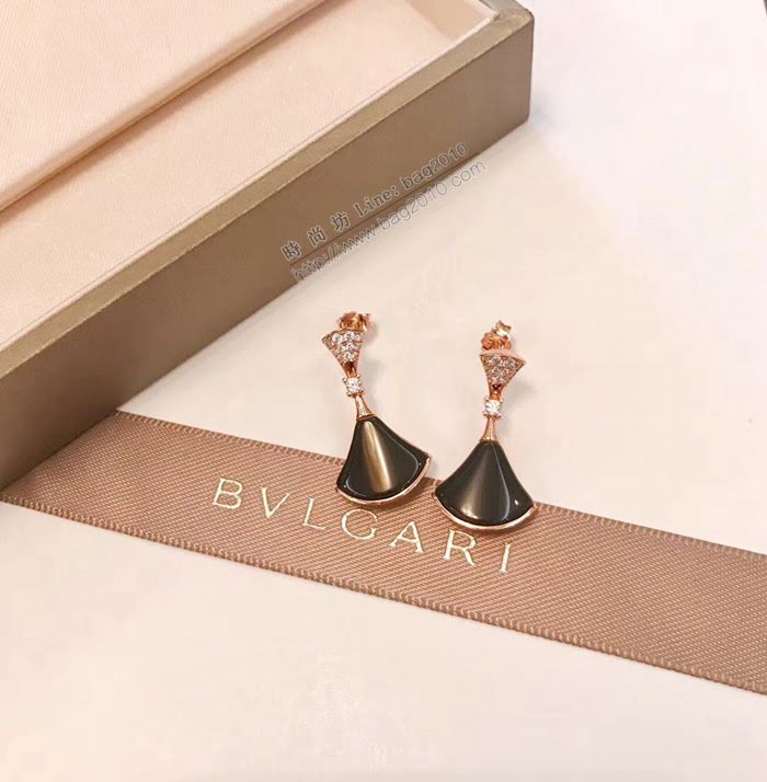 Bvlgari飾品 寶格麗diva系列 925純銀 扇形裙子鑽耳釘  zgbq3022